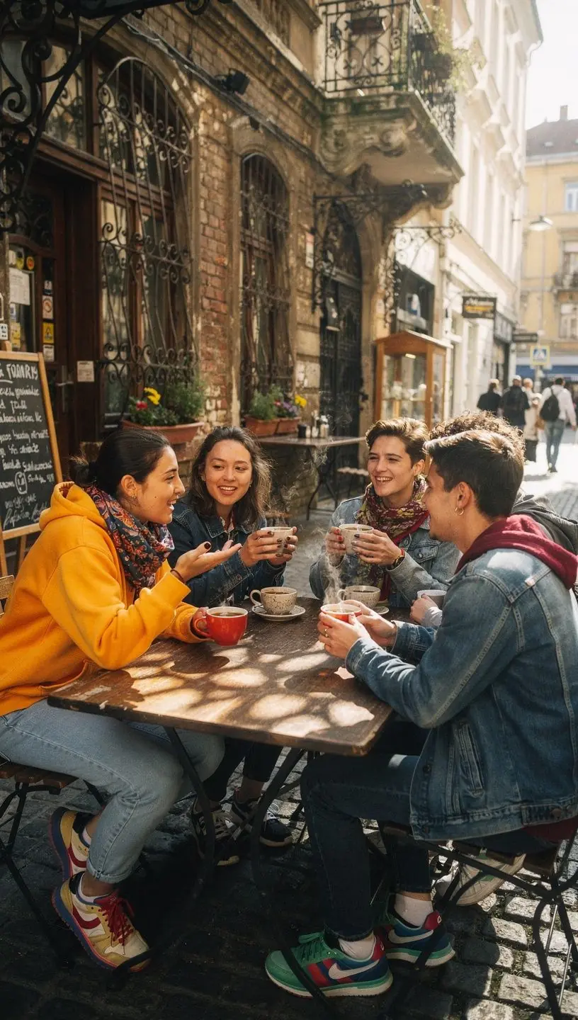 Egy csésze gőzölgő tea, mellette ízléses teáskanál és mézes üveg.